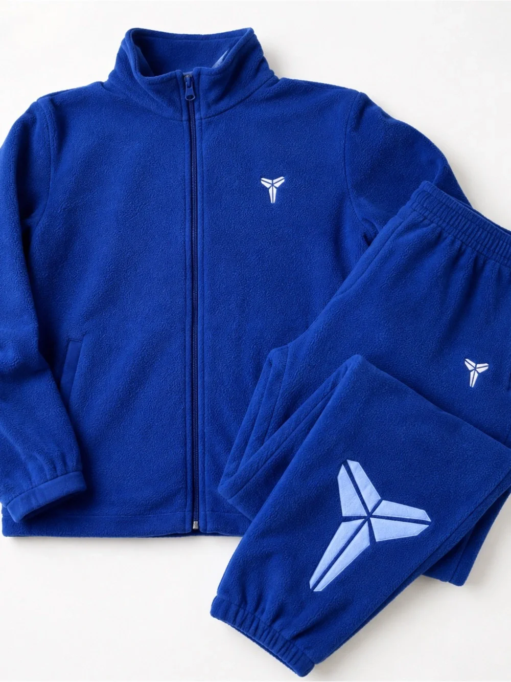 Kobe Style Blue Fleece Tracksuit Jacket & Jogger Pants Set